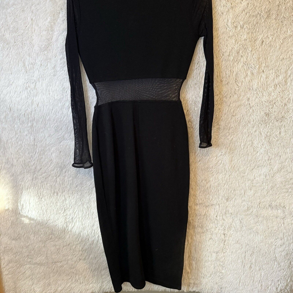 Breaking Hearts Vintage Womens Dress Size Medium Mesh CutOut Black Acrylic Lycra - Picture 7 of 9